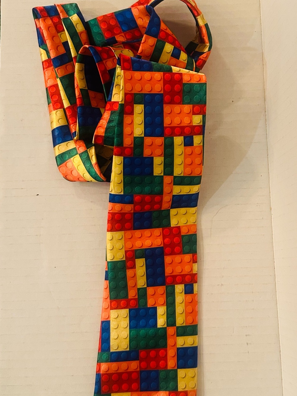 Lego Multicolor Brick Pattern Men's Tie - Red, Blue, Yellow, Green, Orange